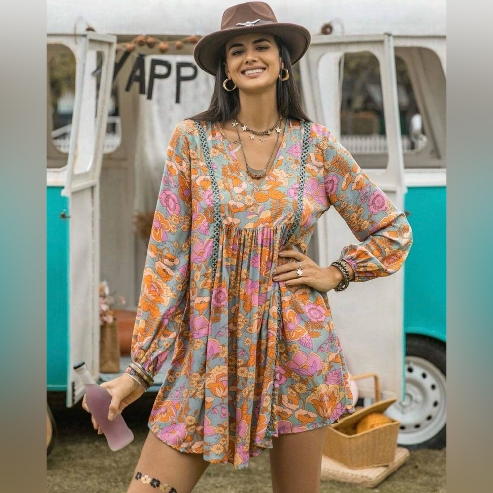 Rusttydustty Boho Floral Dress Size XL